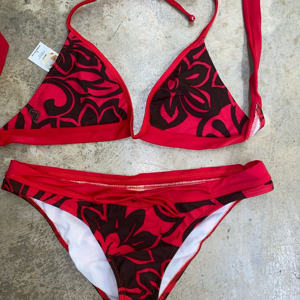 Roxy Red and Black Tribal Bikini Set